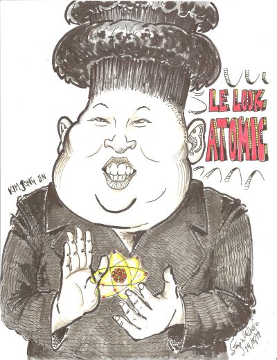 caricature Kim Jong Un - le look atomic