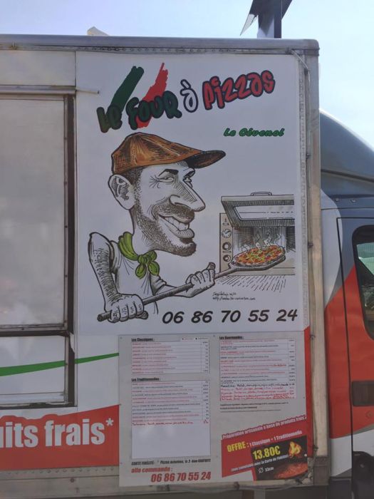 La Caricature - support communication pizzaiolo - camion